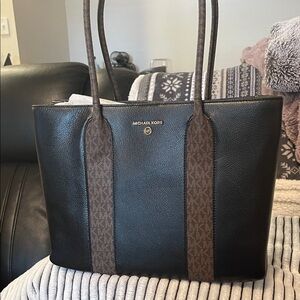 Michael Kors Black and Brown Leather Tote